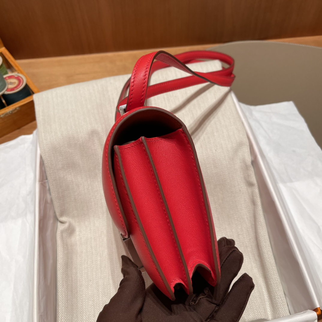 에르메스 콘스탄스18 레드 골드브라운 은장 스위프트